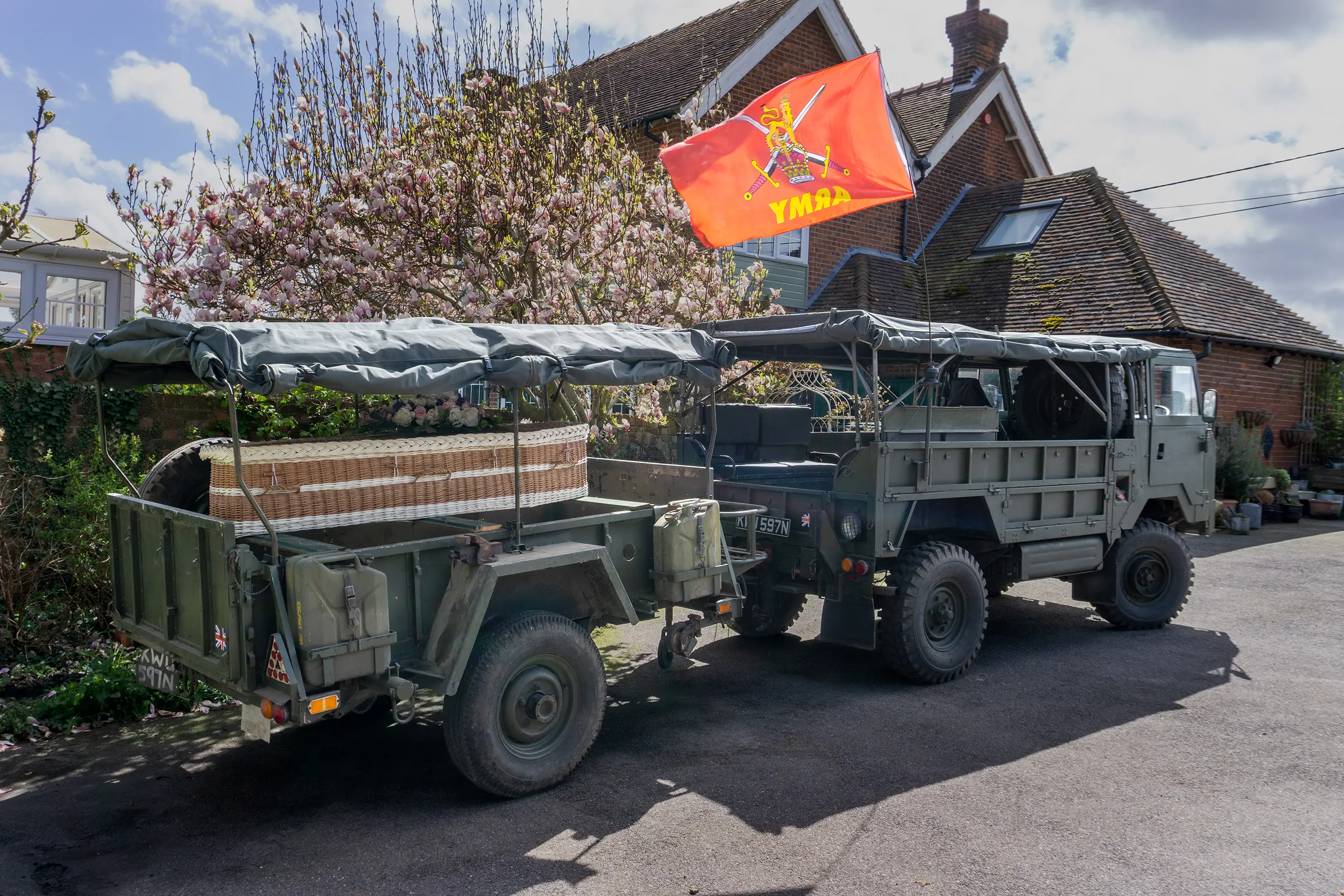 Land Rover 101FC with trailer